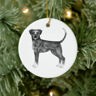 Deutscher Boxerhund in Schwarzweiß & benutzerdefin Keramik Ornament
