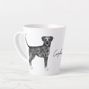 Deutscher Boxerhund in Schwarzweiß & benutzerdefin Milchtasse