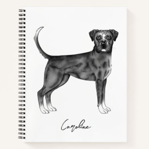 Deutscher Boxerhund in Schwarzweiß & benutzerdefin Notizbuch