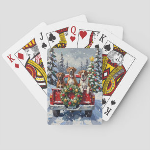 Deutscher Dogge Weihnachten Rotes Lastwagen Ferien Spielkarten
