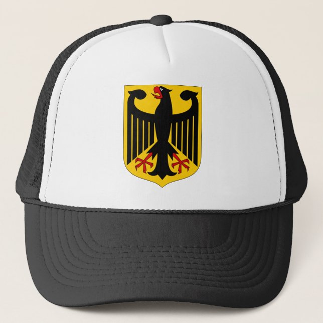 Deutscher Eagle auf gelbem Schild Truckerkappe (Vorderseite)
