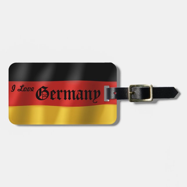 Deutscher Flaggen-Gepäckanhänger mit Lederband Gepäckanhänger (Vorderseite horizontal)