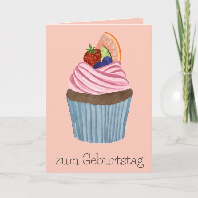 Deutscher Geburtstag Fruchtkuchen Karte (Vorderseite)