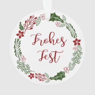 Deutscher Happy Holidays Wreath, Frohes Fest Ornament