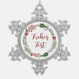 Deutscher Happy Holidays Wreath, Frohes Fest Schneeflocken Zinn-Ornament