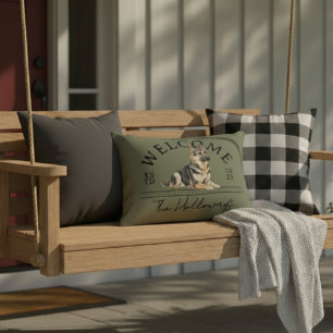 Deutscher Hirte - Familienname willkommen Dekokissen