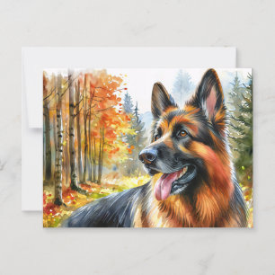 Deutscher Hirte im Fall Wasserfarbe Postkarte