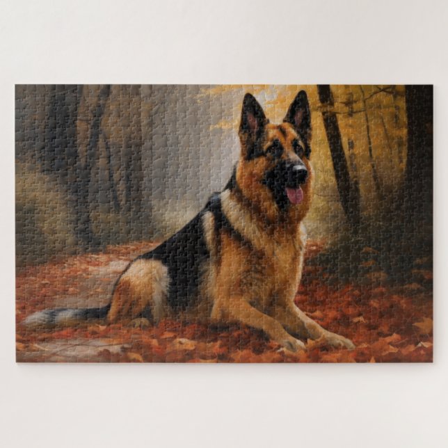 Deutscher Hirte im Herbst Leaves Inspirier (Horizontal)