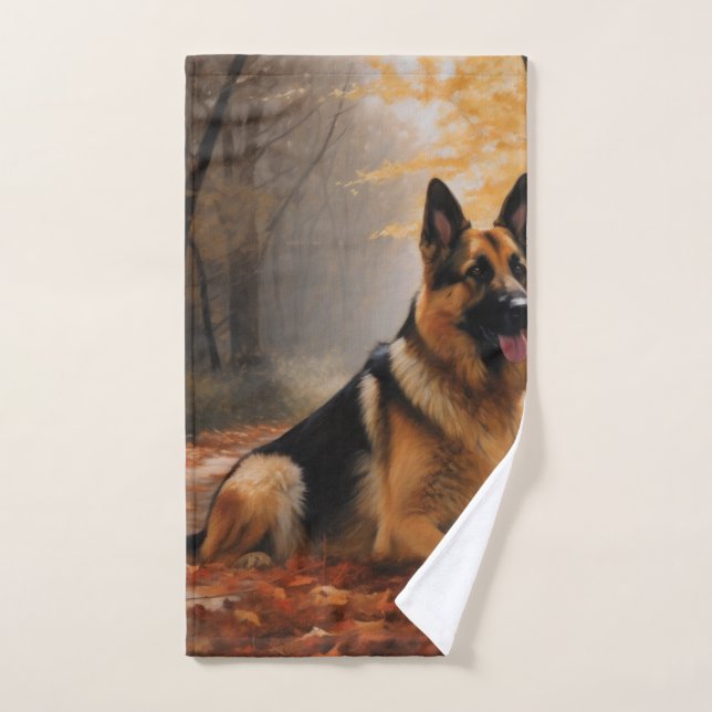 Deutscher Hirte im Herbst Leaves Inspirier Badhandtuch Set (Handtuch)