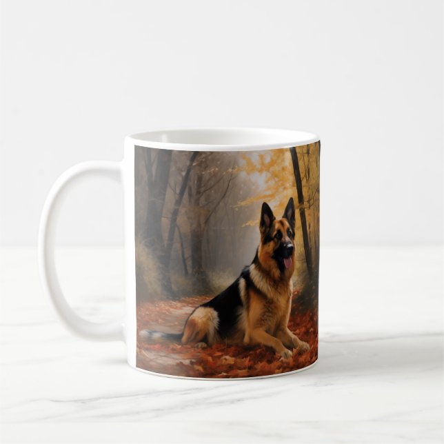 Deutscher Hirte im Herbst Leaves Inspirier Kaffeetasse (Links)