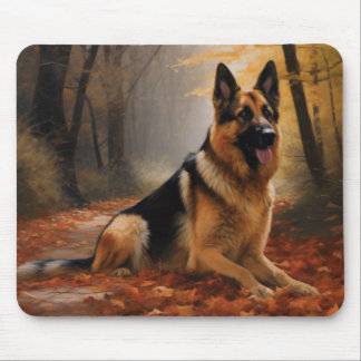 Deutscher Hirte im Herbst Leaves Inspirier Mousepad
