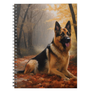Deutscher Hirte im Herbst Leaves Inspirier Notizblock