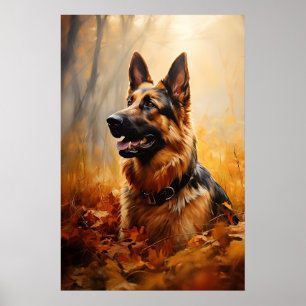 Deutscher Hirte im Herbst Poster