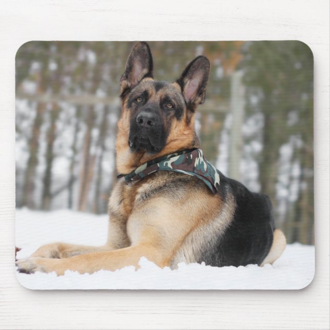 Deutscher Hirte im Schnee Mousepad (Vorne)