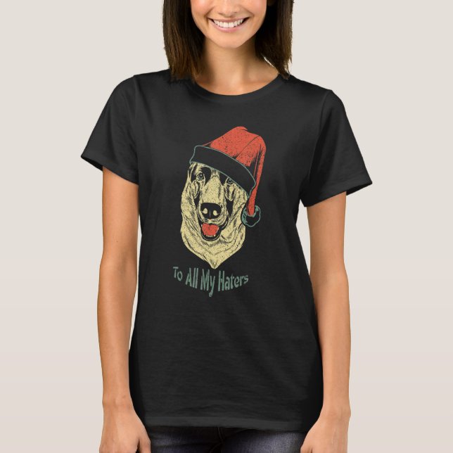 Deutscher Hirte in einer Weihnachtsmannmütze für H T-Shirt (Vorderseite)