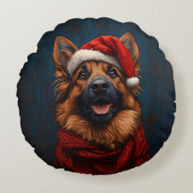 Deutscher Hirte in einer Weihnachtsmannmütze