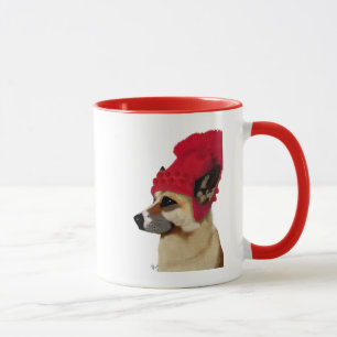 Deutscher Hirte in Red Wooly Hat Tasse