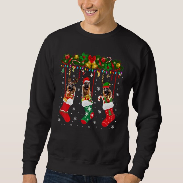 Deutscher Hirte in Sock Xmas Rentier Santa Elf Do Sweatshirt (Vorderseite)