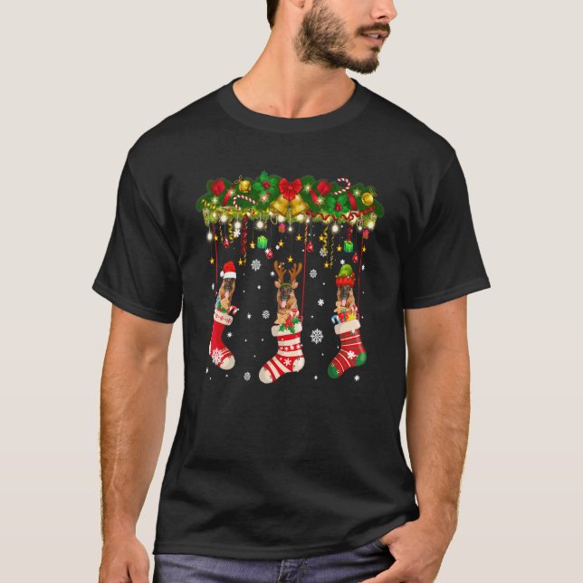 Deutscher Hirte in Sock Xmas Rentier Santa Elf Do T-Shirt (Vorderseite)