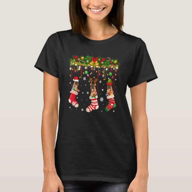 Deutscher Hirte in Sock Xmas Rentier Santa Elf Do T-Shirt (Vorderseite)
