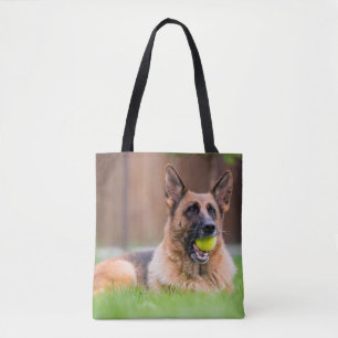 Deutscher Hirte mit Tennisball Tasche