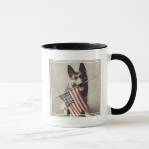 Deutscher Hirte mit US-Flagge Tasse