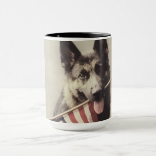 Deutscher Hirte mit US-Flagge Tasse