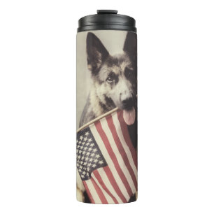 Deutscher Hirte mit US-Flagge Thermosbecher