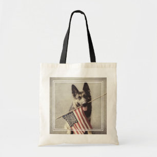 Deutscher Hirte mit US-Flagge Tragetasche