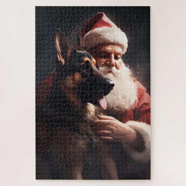 Deutscher Hirte mit Weihnachtsmann Weihnachten (Vertikal)