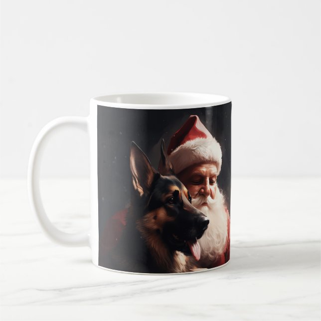 Deutscher Hirte mit Weihnachtsmann Weihnachten Kaffeetasse (Links)