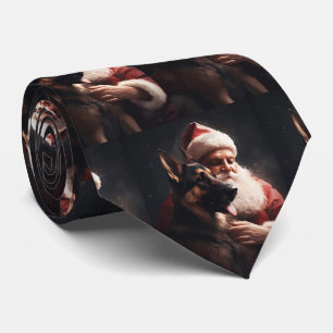 Deutscher Hirte mit Weihnachtsmann Weihnachten Krawatte