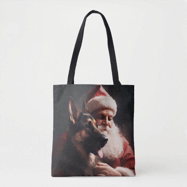 Deutscher Hirte mit Weihnachtsmann Weihnachten Tasche (Vorderseite)
