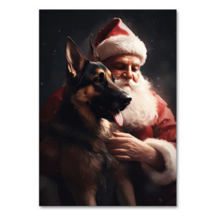 Deutscher Hirte mit Weihnachtsmann Weihnachten Tischnummer