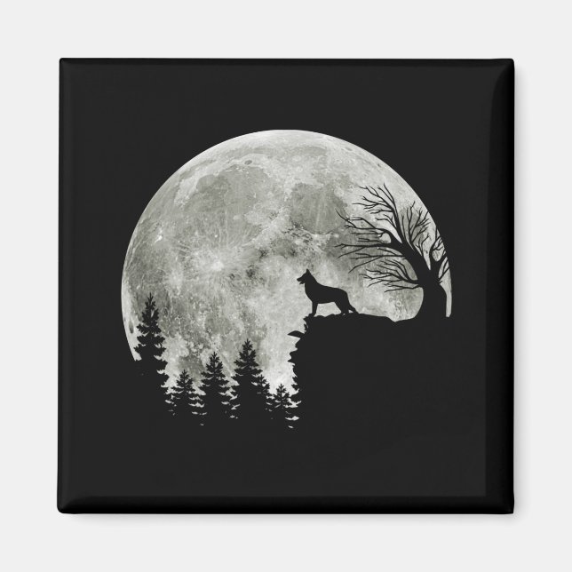 Deutscher Hirte, Stehend auf Mountain Halloween Magnet (Vorne)
