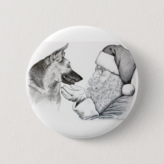 Deutscher Hirte und Weihnachtsmann Button (Vorderseite)