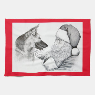 Deutscher Hirte und Weihnachtsmann Handtuch