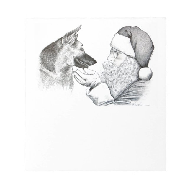 Deutscher Hirte und Weihnachtsmann Notizblock (Vorderseite)