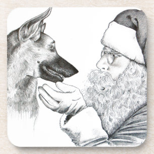 Deutscher Hirte und Weihnachtsmann Untersetzer