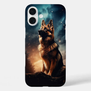 Deutscher Hirte unter Sturmy Sky iPhone 16 Plus Hülle