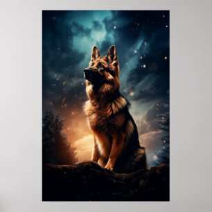 Deutscher Hirte unter Sturmy Sky Poster