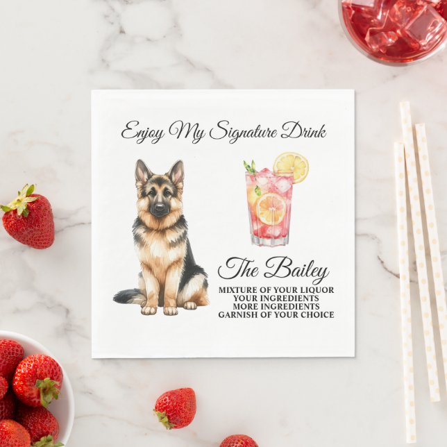 Deutscher Hirtensignatur Drink Wedding Pet Serviette (Beispiel)