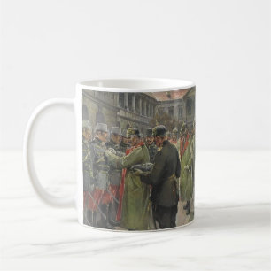 Deutscher Kaiser Wilhelm II. bei der Verleihung vo Kaffeetasse