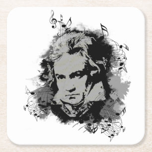 Deutscher Komponist, Pianist klassischer Musik. Rechteckiger Pappuntersetzer