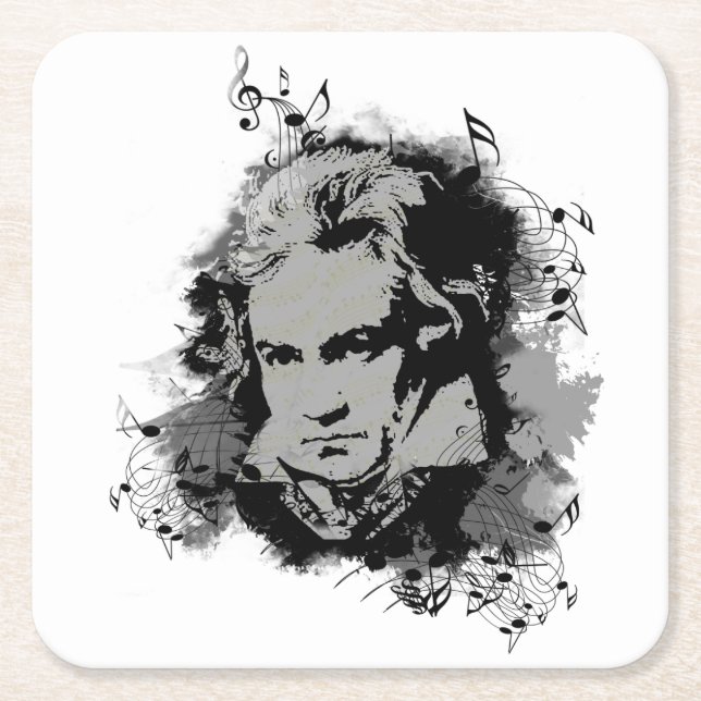Deutscher Komponist, Pianist klassischer Musik. Rechteckiger Pappuntersetzer (Vorderseite)