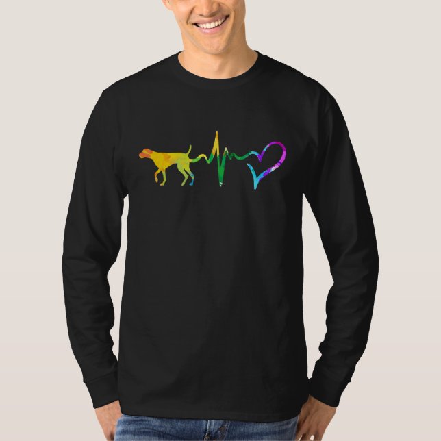 Deutscher kurzhaariger Pointer Heartbeat Farbiger  T-Shirt (Vorderseite)