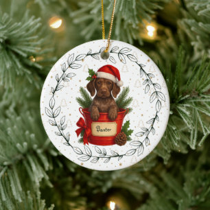Deutscher Kurzhaariger Pointer Weihnachtshund Weih Keramik Ornament