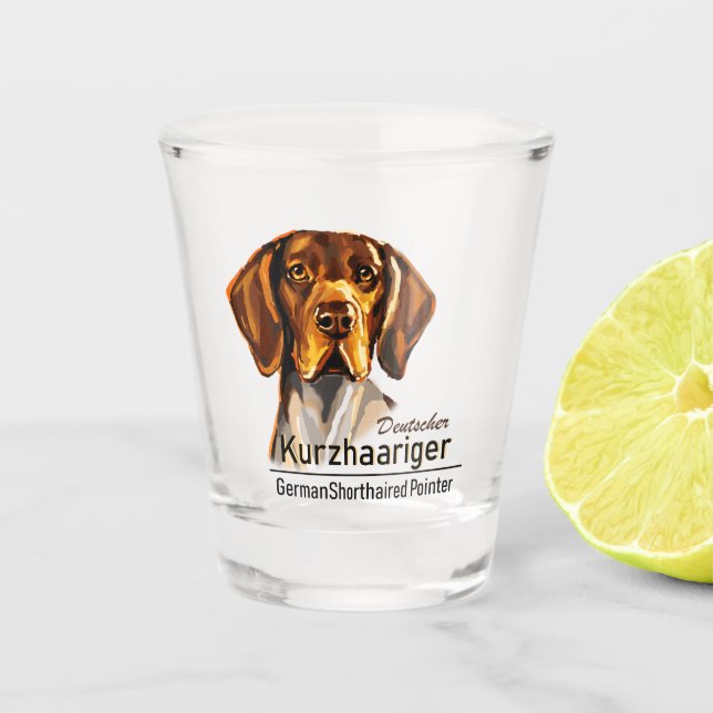 Deutscher kurzhaariger Zeiger Kurzhaar Schnapsglas (Vorderseite)