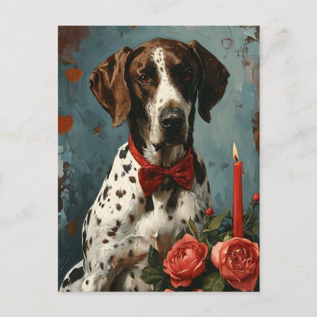 Deutscher Kurzhaarzeiger Vintag Valentinstag Postkarte (Vorderseite)
