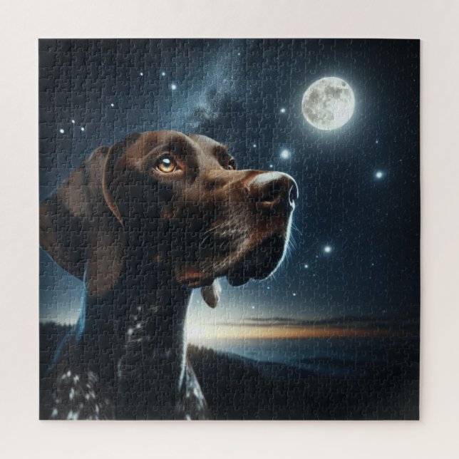 Deutscher Kurzläufer Hund Nachts Sky Moon (Vertikal)
